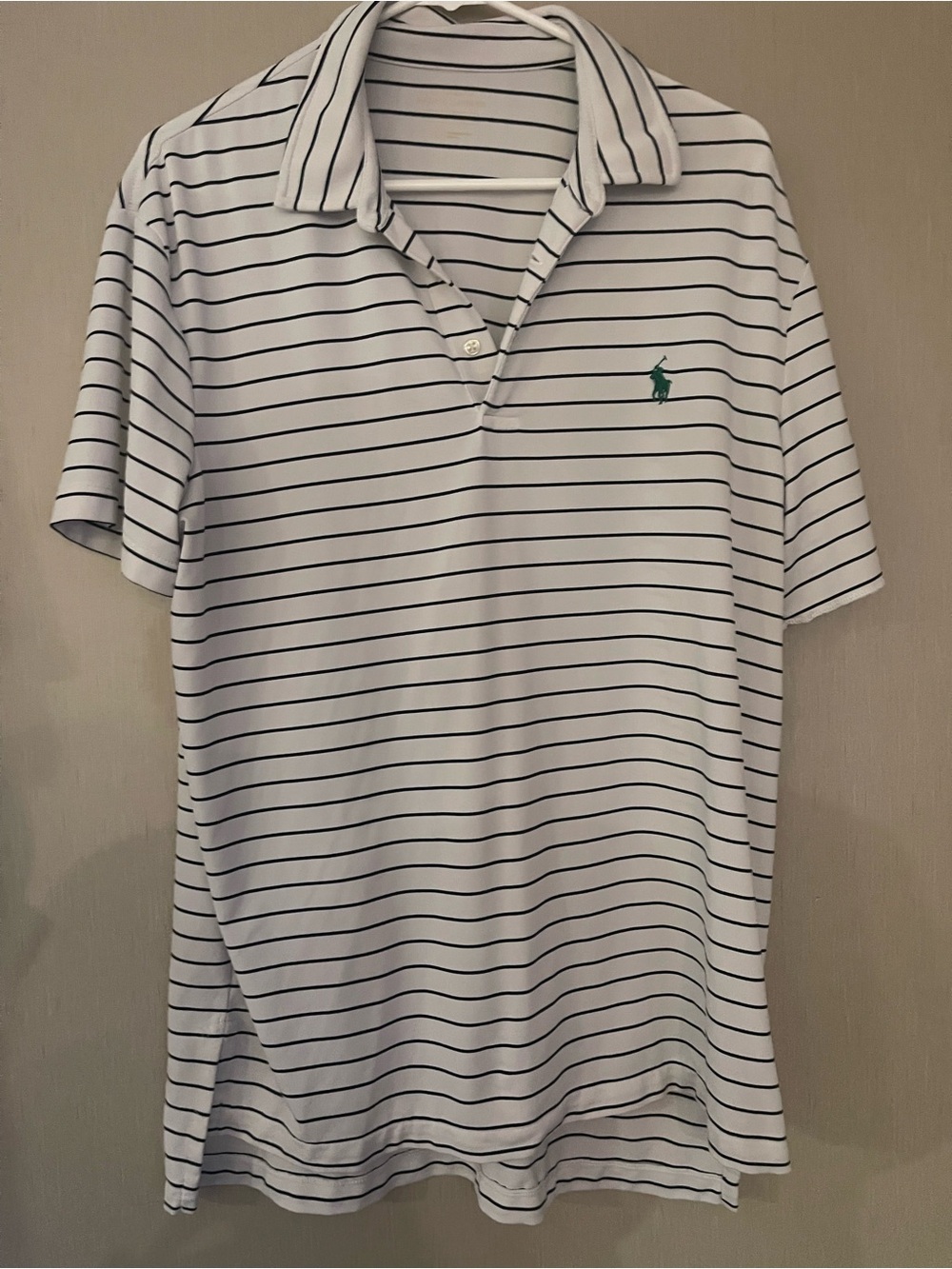 Polo by Ralph large Lauren Men's White Navy Stripe Polo Shirt athletic
